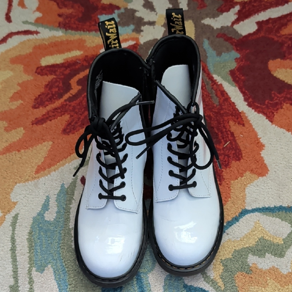 Doc Martens White Patent Zip Boots
